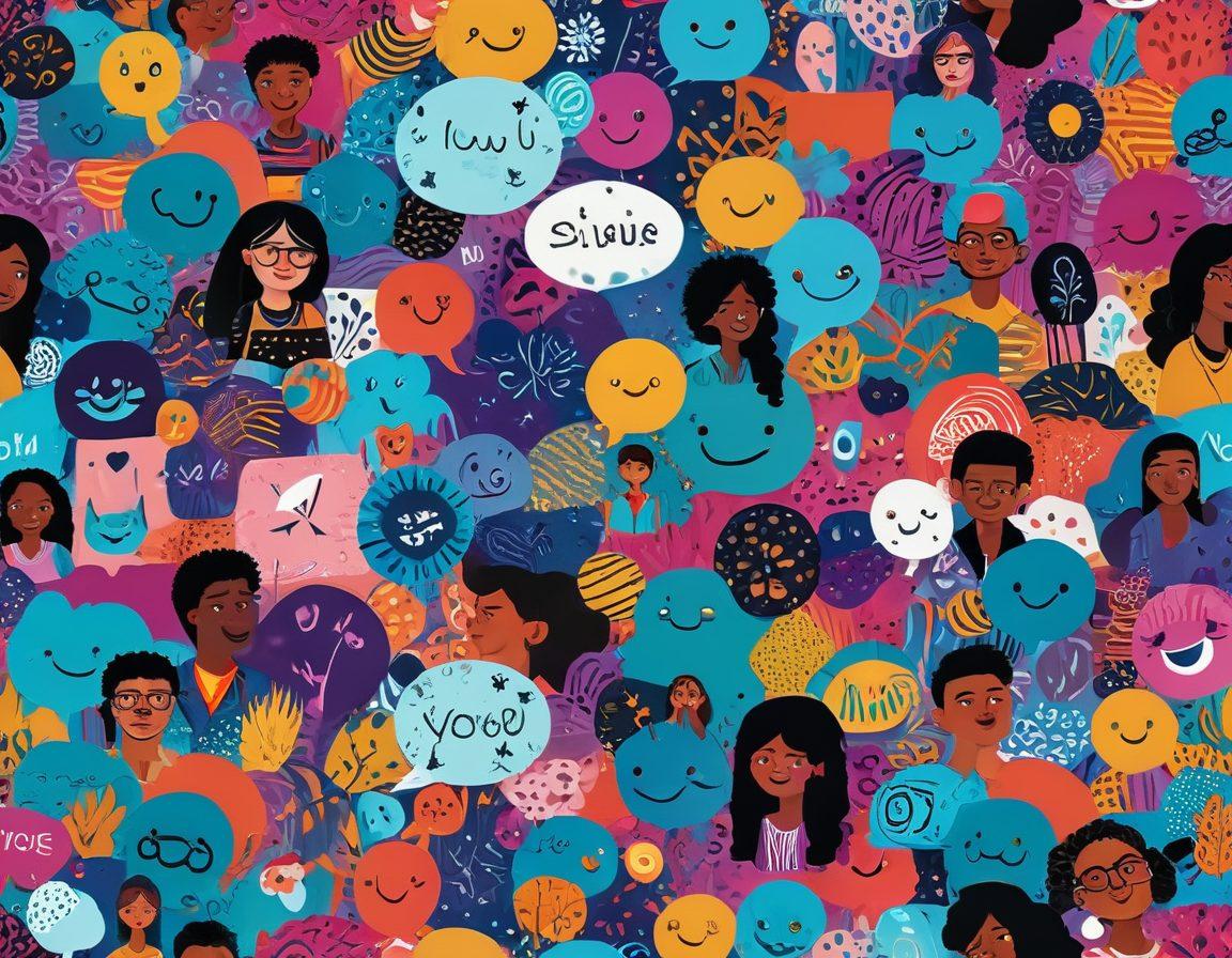A vibrant and eclectic digital collage depicting characters from various animation styles engaged in interactive conversations. Include speech bubbles with playful, flirtatious text. Showcase a mix of colorful, stylized backgrounds reflecting online environments, such as virtual chat rooms or social media platforms. Emphasize diversity in character design to represent a broad audience. colorful vector art. dynamic composition.